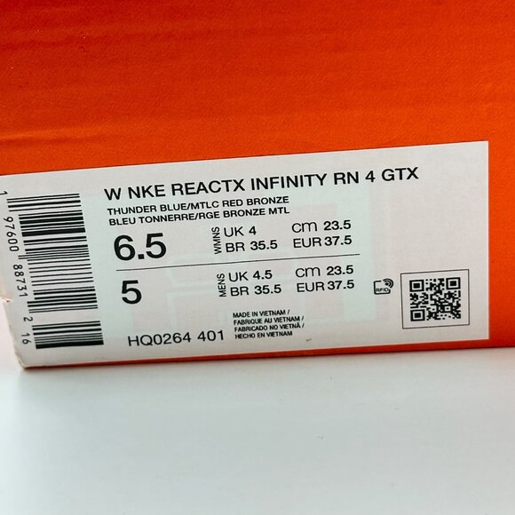 Women's Nike Reactx Infinity RN 4 GORE-TEX Waterproof Running HQ0264-401 Sz 6.5 - Picture 11 of 11